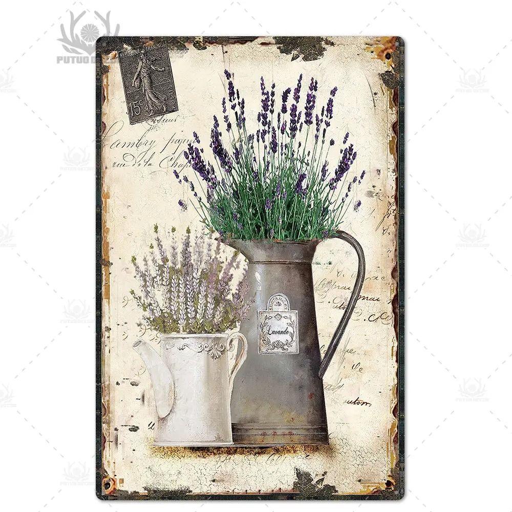 Plechový znak ve stylu Provence, Francouzské venkovské kovové nástěnné umění 20x30cm