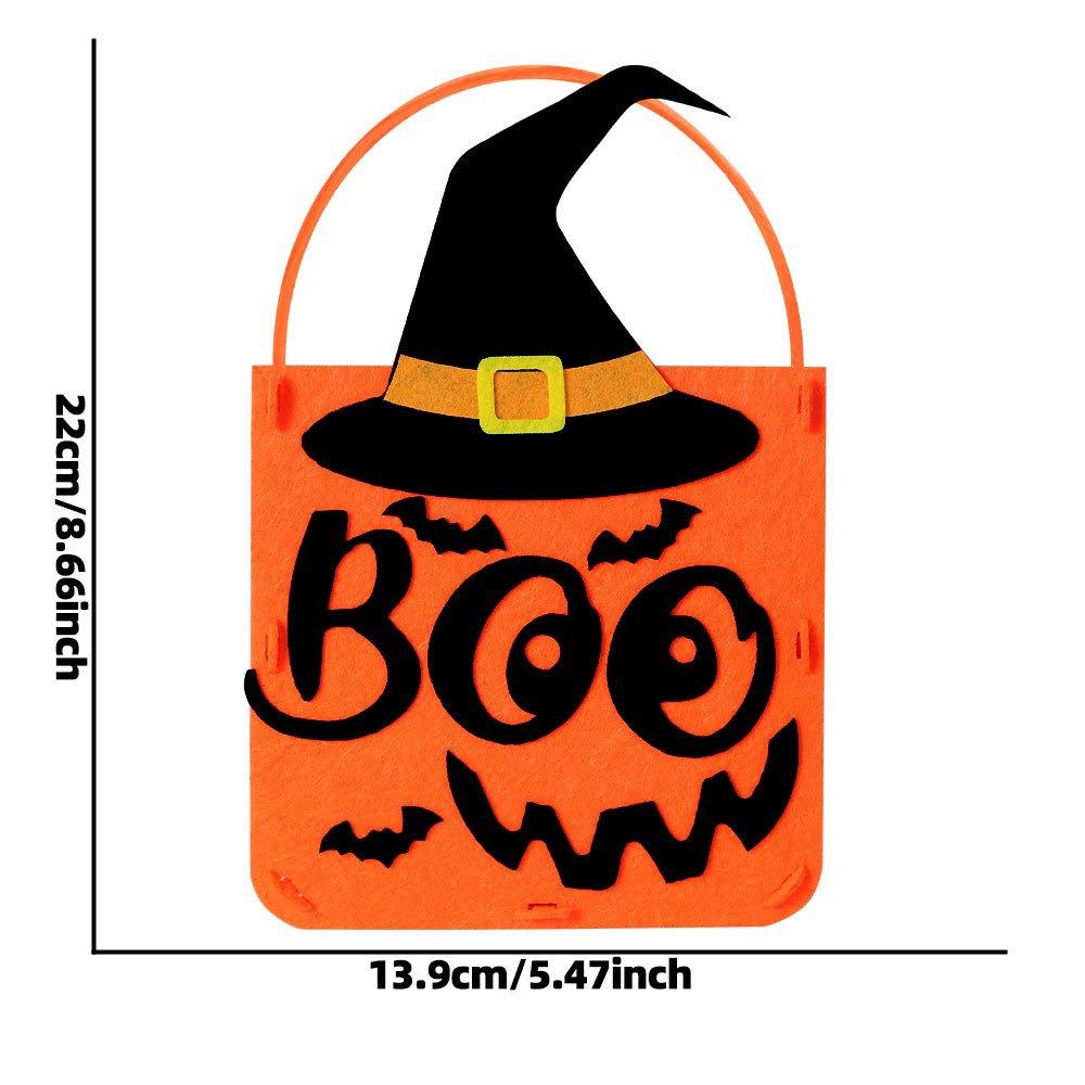 Felt Material Halloween Trick-or-Treat Bag Handheld Size Non-woven Tote Goody Bags Stereo Design Classic Elements