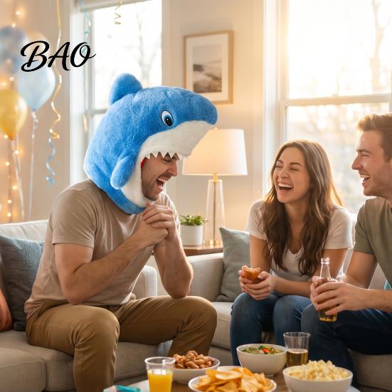 Comfortable Polyester Hood for Theme Parties Shark Hat Mask Adults/Kids, Funny Plush Headgear, Humorous Costume Accessory Events Halloween Photo Prop