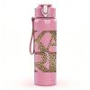 1PC KAR Glitter Gold Letter Text Print 750ml Color Plastic Sports Water Bottle Leakproof Flip Straw Lid Suitable for Sports Office Home Use