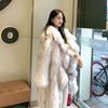 New Winter Imitation Raccoon Hair Ruffle Edge Knee Fur Coat Women's Long Fashion Fox Fur Coat