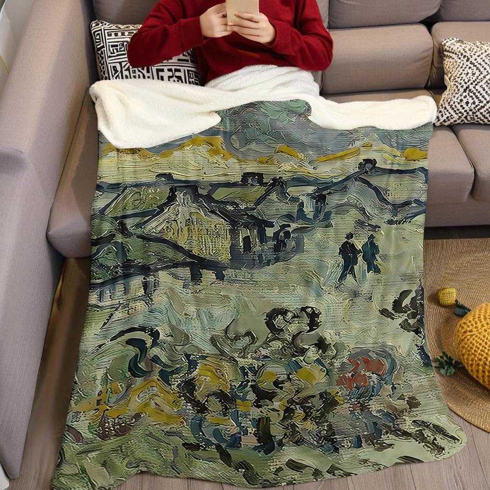 Reminiscence of Vincent Flannel Blanket Warm Soft Halloween Christmas Couch Warm Cozy Decorative Decor Gift for All Season