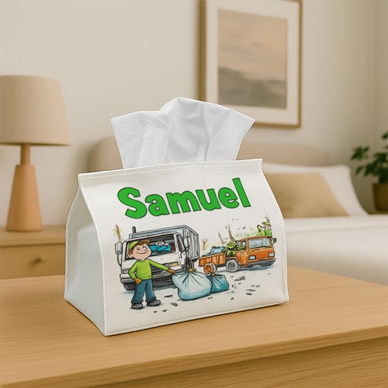 1pc Occupation Illustration Tissue Box - Garbage Truck Samuel - Ideal for Holiday Celebrations & Home Decoration, Measuring 17.02*25.91 cm, Perfect fo