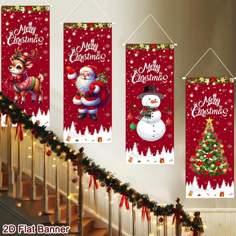 4pcs Christmas Hanging Flag Oranment Christmas Decorations for Home 2026 Xmas Hanging Pendant Navidad Noel Gifts New Year 2026