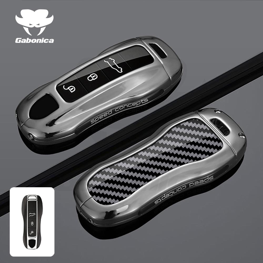 Zinc Alloy Car Key Case Cover Keychain For Porsche Panamera Spyder Carrera Macan Boxster Cayman Cayenne 911 970 981 Accessories