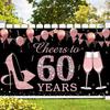 Party Backdrop Fabric 1 Piece "To 60th Birthday Cheers", 60th Birthday Decoration Banner, Rose Gold 60th Birthday Background