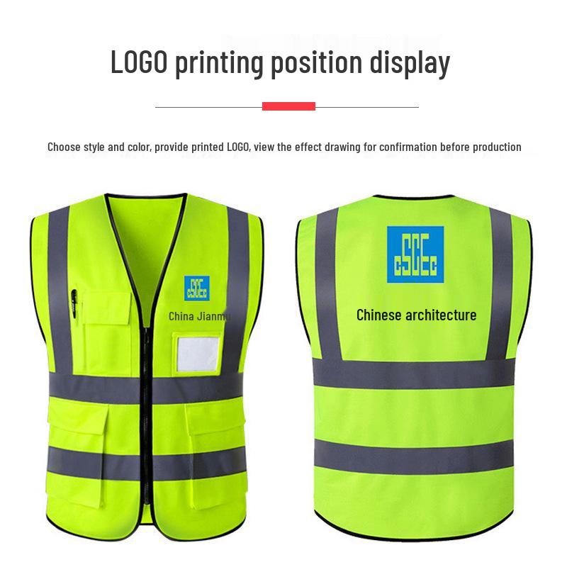 Reflekterande säkerhetsväst för trafik, byggarbetsplatser och trädgårdsarbete - Fluorescerande grön, Anpassningsbar. 