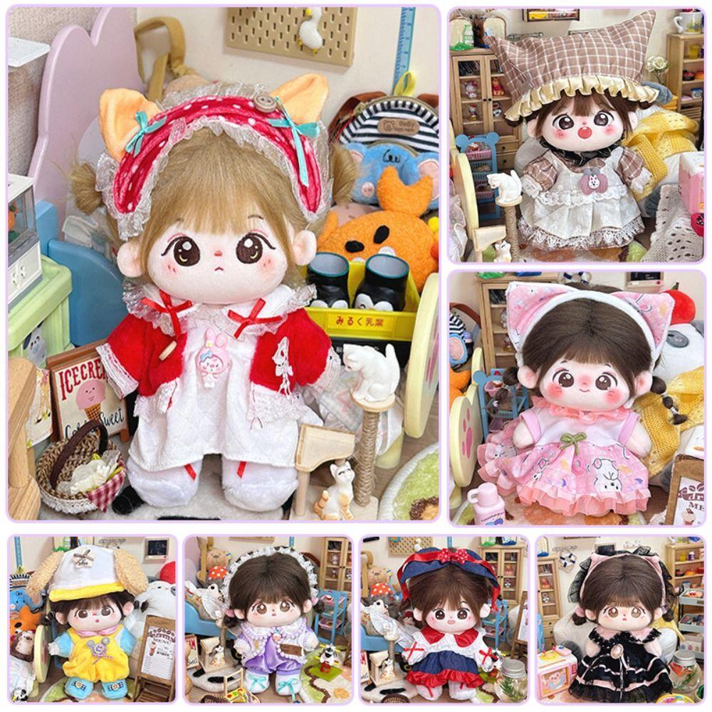 

20cm Cotton Doll Doll Dress up OB11 Sweet Hairband Cartoon Doll Dress Children Toys