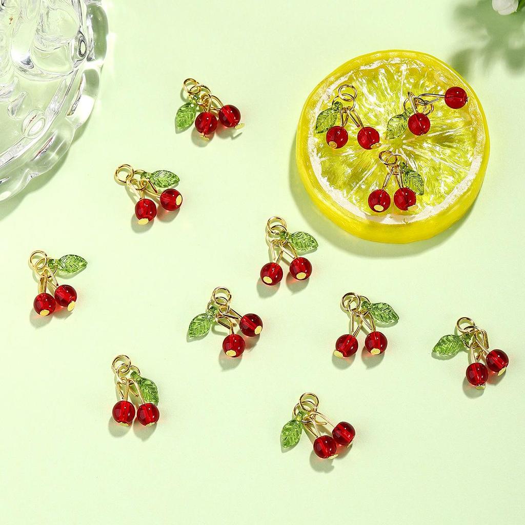 3D Cherry Fruit Pendant Charms for DIY Jewelry: Bracelets, Necklaces, Earrings