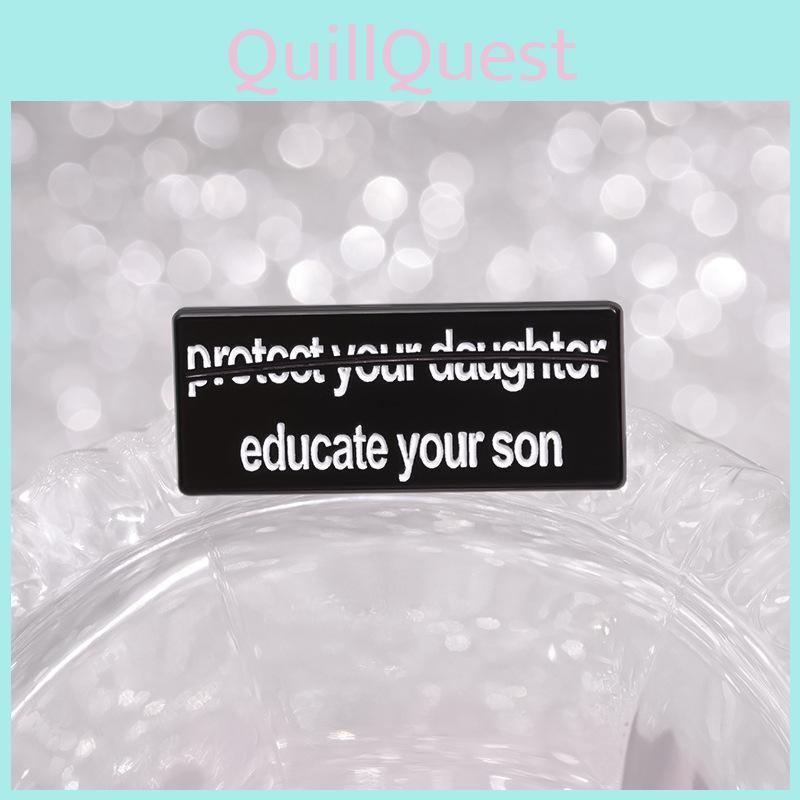 Creative Educational Black Alloy Brooch Featuring Playful Cartoon Characters Perfect For Personal Style