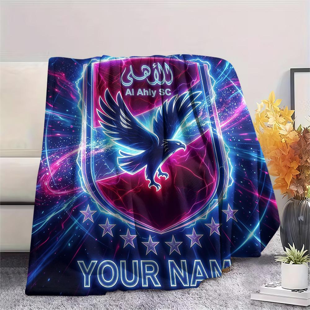 Custom Name Al Ahly SC2 Flannel Blanket, High Quality Comfortable for All Seasons, Home Decor, Warmth and Comfort
