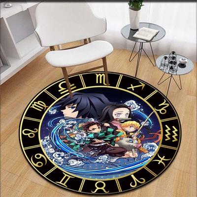Demon Slayer Round Floor Mats Kitchen Hallway Runner Rug Bedroom Living Room Soft Carpet Kawaii Rug Anime Rug