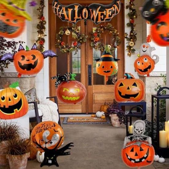Charming Club Halloween Decorations Balloons Large Size Aluminum 12 Pieces Wall Ornaments Decor Atmosphere Maker Party Cultural Festival Event Extra
