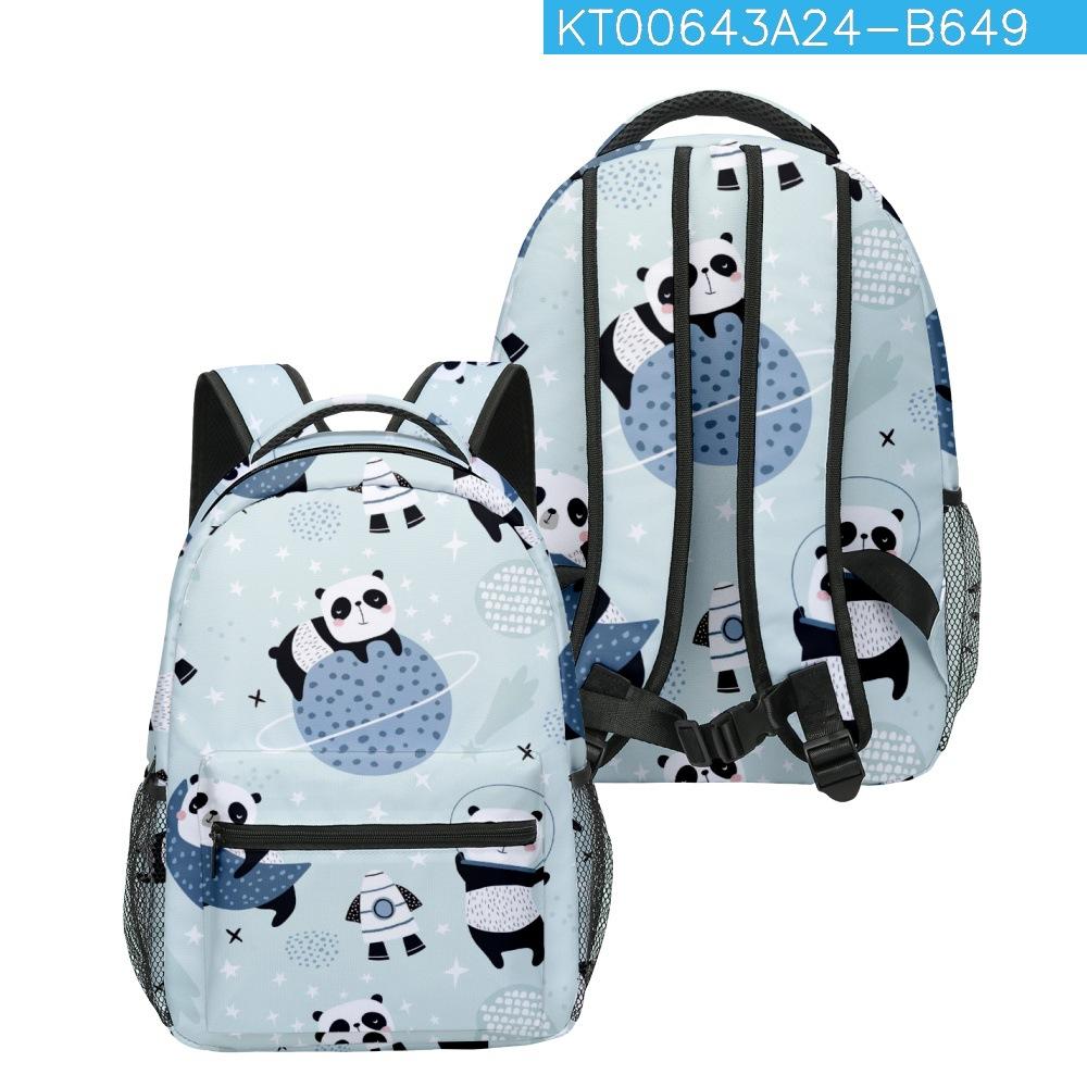 Hip Hop Kpop Jugendliche Schultaschen Unisex Niedliche Panda-Reisetaschen 3D-Druck Oxford Wasserdicht Notizbuch Schulrucksäcke