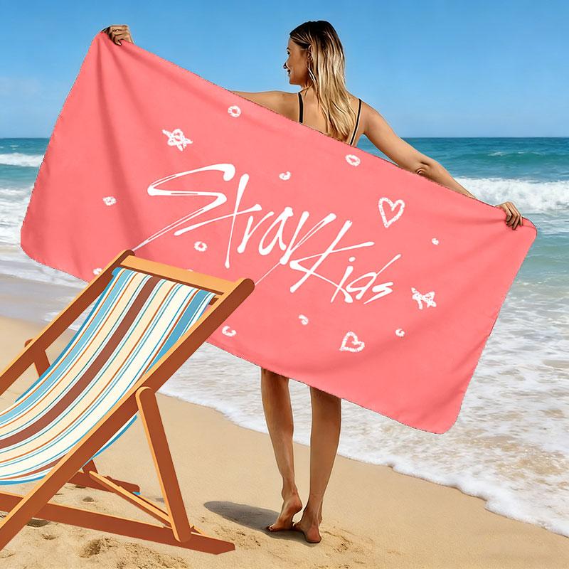 Stray Kids Print Beach Towel, Large Soft Quick Dry Towel for Beach Camping Swimming