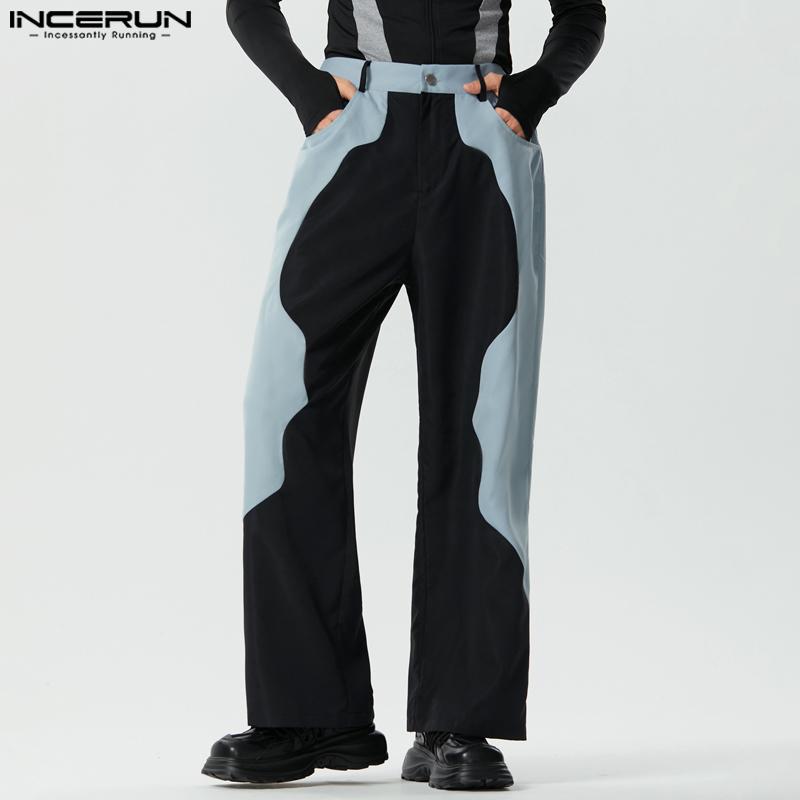 

INCERUN Мужские прямые брюки гарго с пуговицами-молниями в стиле пэчворк