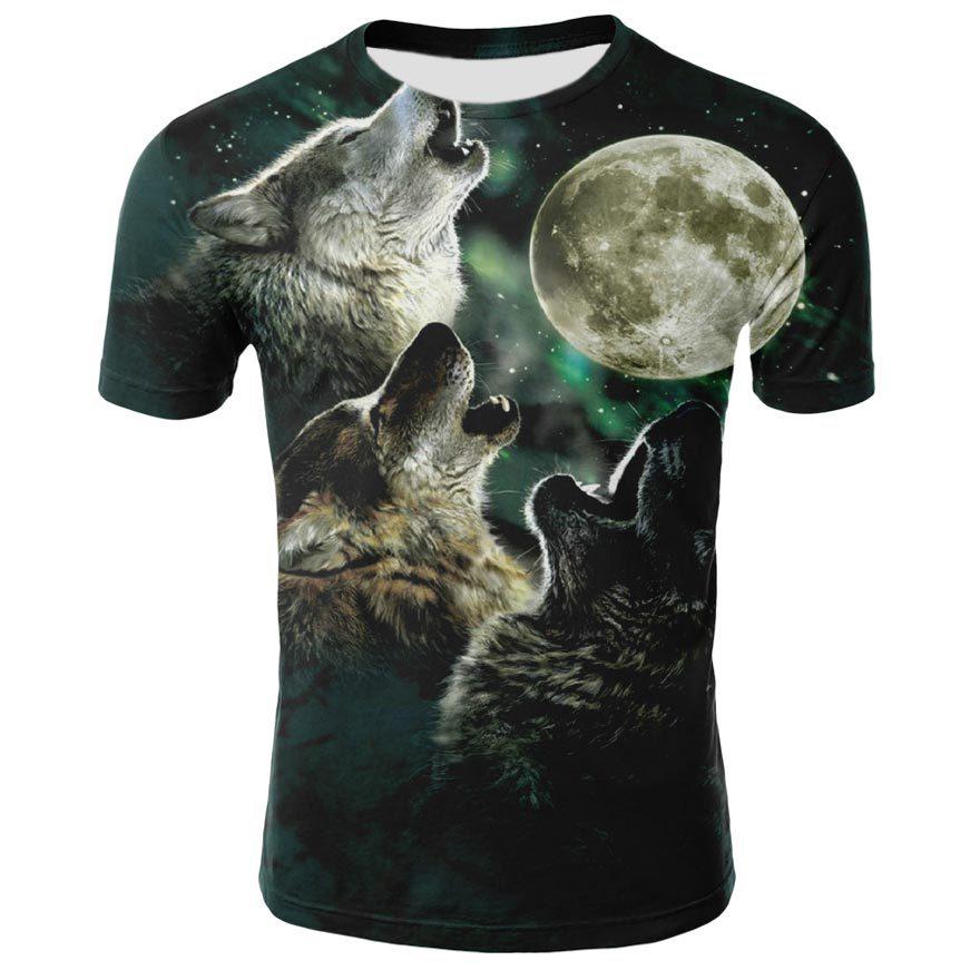 Herrenbekleidung 2021 Neuestes Harajuku Wolf 3D-Druck Cooles T-Shirt Herren/Damen Kurzarm Sommer Tops Tees Tier Mode T-Shirt Heiß