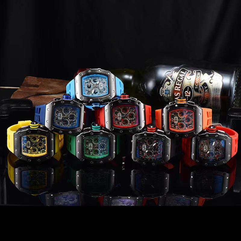 Iridescent Wine Barrel Men's Multifunctional Waterproof Watch