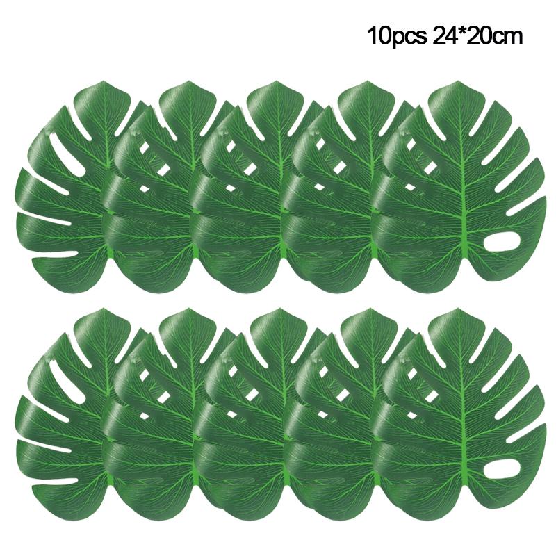 10pcs Artificial Hawaii Tropical Palm Leaves Hawaiian Luau Beach Theme Party Supplies Wedding Table Decoration Turtle Back Leaf