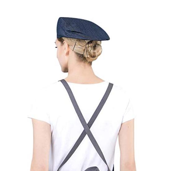 Beret, Chef's Hat, Kitchen Cooking Cap, Plain Denim Work Cap, Chef, Waiter, Cook, Beret, Restaurant, Hotel, Cafe, Food Service, Commercial Hat,