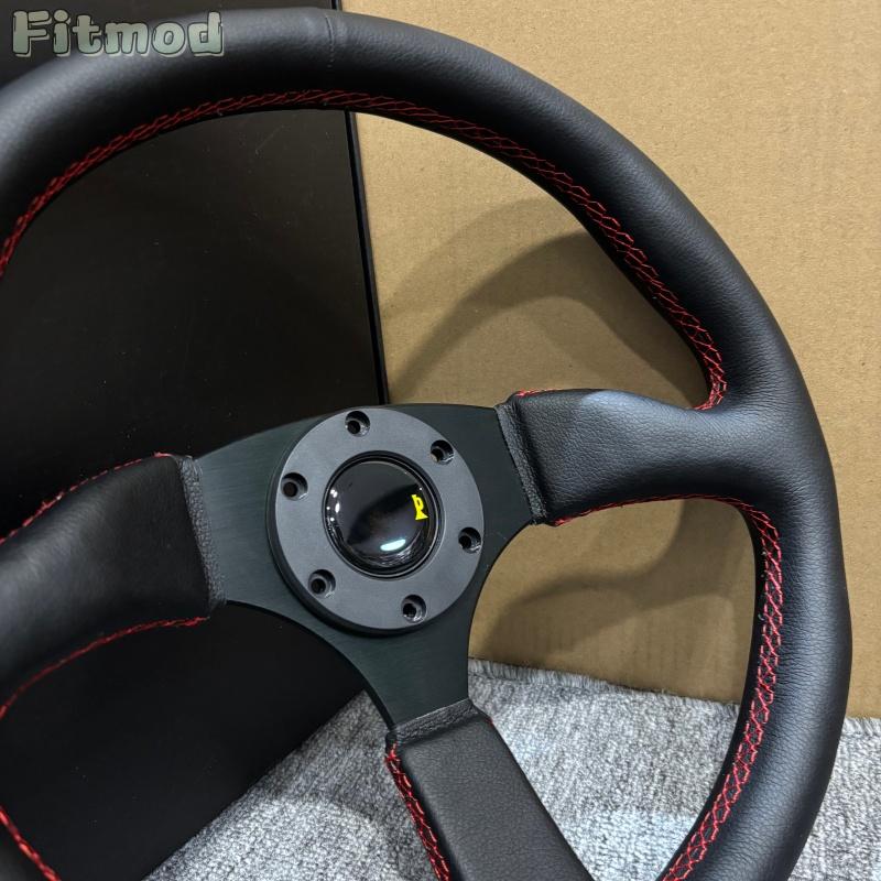 JDM 14-inch 350mm sport leather drift steering wheel, deep dish racing steering wheel PCD 70MM