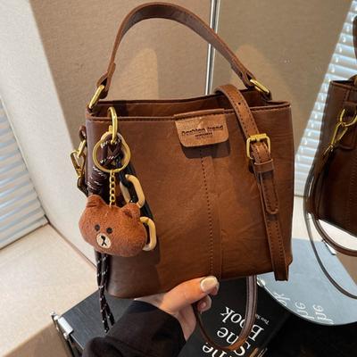 New Bag Shoulder Crossbody Temperament Bucket Bag Large Capacity Retro Fashion Simple Women's Bag