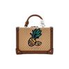 Michael Kors Island Escape Woven Pineapple Print Color Block Vacation Style Leather Small Square Bag Women Handbags Brown 35T1G5IC2W-NATURAL-MLT