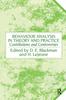 The Behaviour Analysis In Theory and Practice : Contributions and Controversies Book