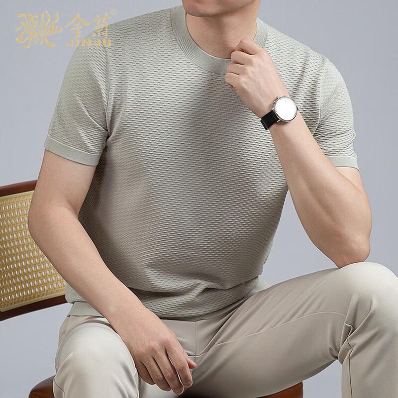 

Men s Business Casual Knitted Round Neck Short Sleeve T-Shirt 120