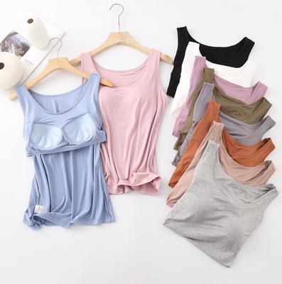 Women Girls Padded Chest Camisole with Wide Straps, Versatile Outerwear, Clavicle-revealing Underwear, Sleeveless for Summer