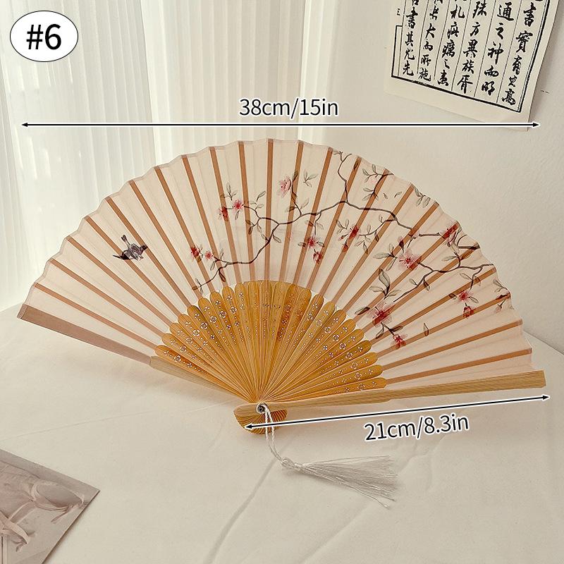 

Винтажный складной веер из бамбука, китайский, японский, ручной веер, печать, художественное ремесло, подарок, украшение для дома, танцевальные веера