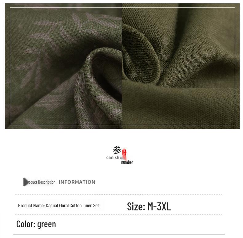 Dámský letní lněný ležérní oblek 2024: Módní bavlněno-lněný dvoudílný set pro ženy středního věku, plus size, drobné maminky