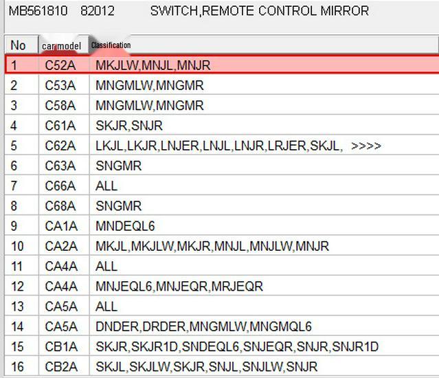 MB561810 Rückspiegel-Schalter für Mitsubishi Pajero 94-98, V33/WV43/WV45/GT3000