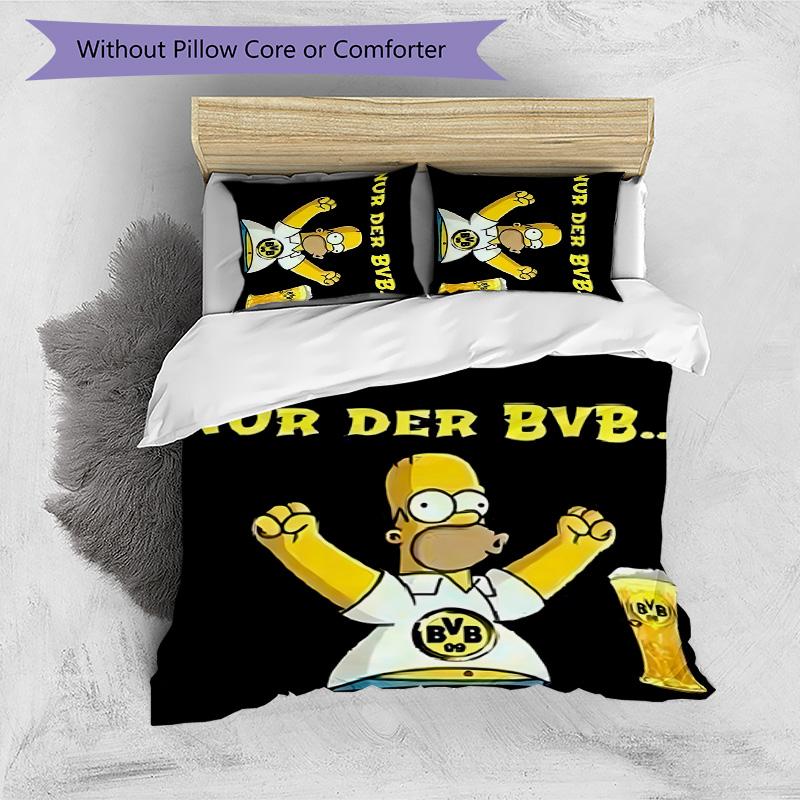 3pcs Borussia Dortmund Pattern Bedding Set Duvet Cover Set Includes Duvet Cover &pillowcases,perfect All Season Bedroom Decoration&gift