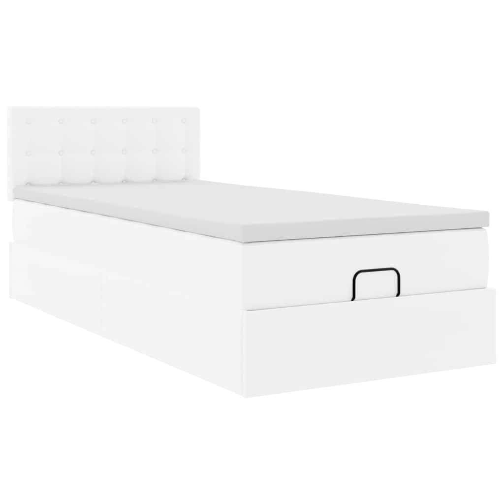 Ottoman Bed with Mattress White 80x200 Cm Faux Leather