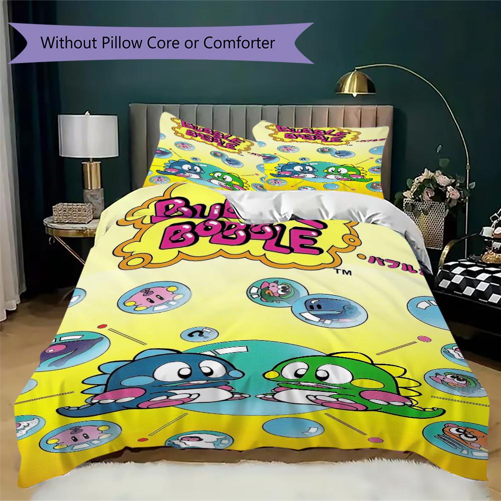 Bubble Bobble Pattern Bedding,Quilt Set Quilt Cover Pillowcase Home Birthday Gift(1 * duvet cover + 2 * pillowcase, without core)_lx