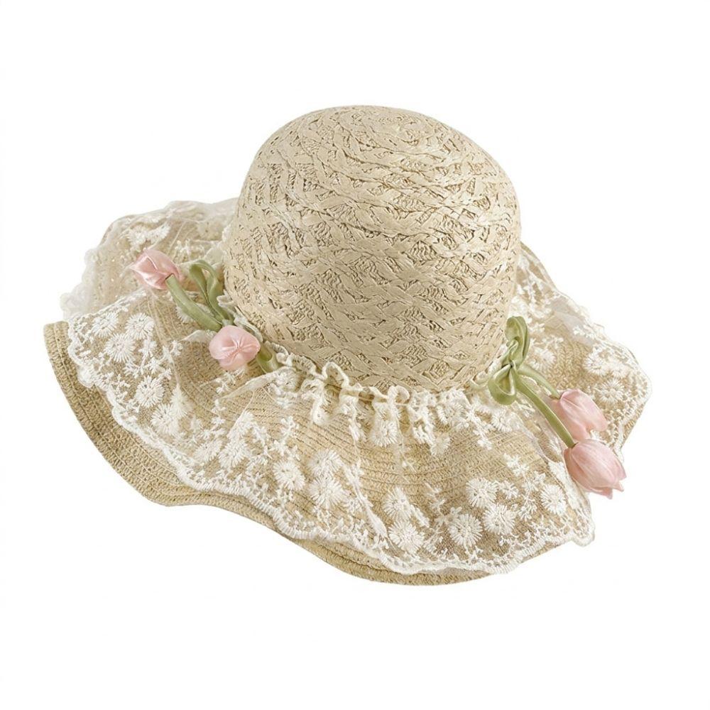 Wide Brim Straw Hat Tulip Sunscreen Hat Fashion Sunshade Hat  Summer