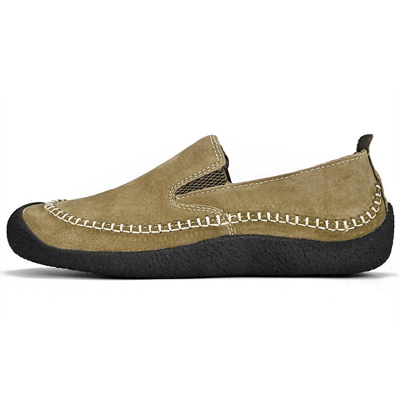 

Big-name high-end withdrawal men s leather one-pedal casual shoes soft-soled dad shoes 46 хакі
