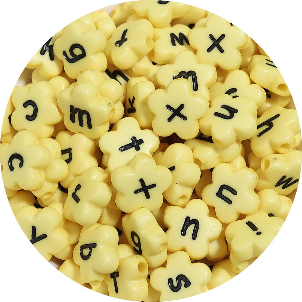 100pcs 11.5mm Acrylic Letter Beads Mixed Flower Alphabet Loose Spacer Beads DIY Jewelry Making Bracelets Necklace Accessories
