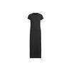 Cool Feeling Logo Short Sleeve Dress, Quick-Dry Ribbed Crew Neck, Casual Sport Women Black JD5278
