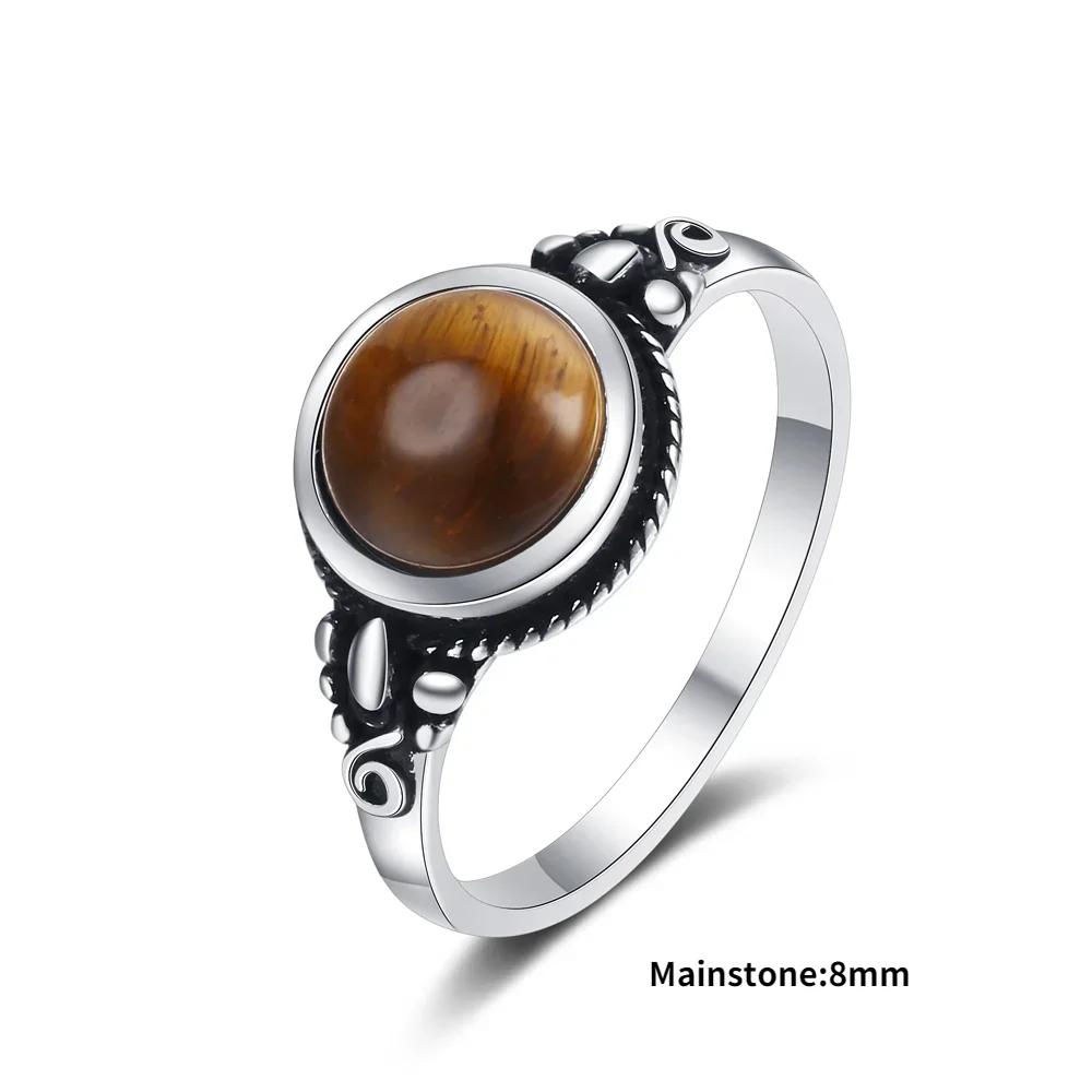 High Quality Natural Tiger Eye Rings S Silver  Ring for Women Gifts Vintage Fine Wedding Party Ring Wholesale