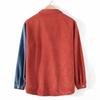 Men's Spring and Autumn Long-sleeved Color Collision Lapel Corduroy Shirt Youth Fresh Casual Comfortable Tops