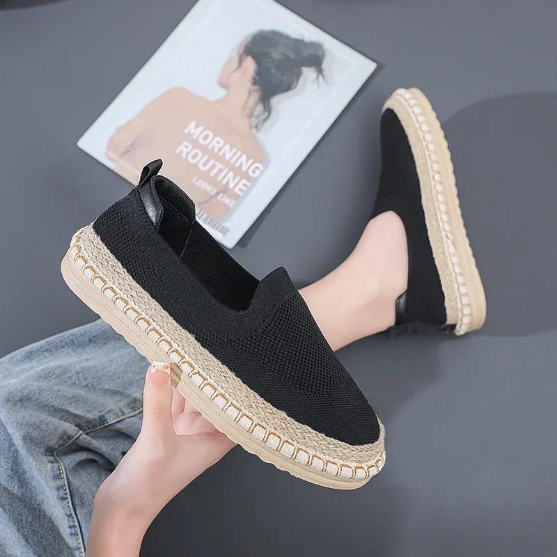 Fashion Women's Breathable Sneakers Flat Casual Shoes Slip on Ladies Loafers Vulcanized Shoes Walking Sneaker Footware 2025