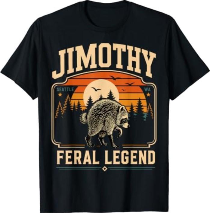 Retro Jimothy Raccoon Funny Seattle Meme Feral Animal T-Shirt