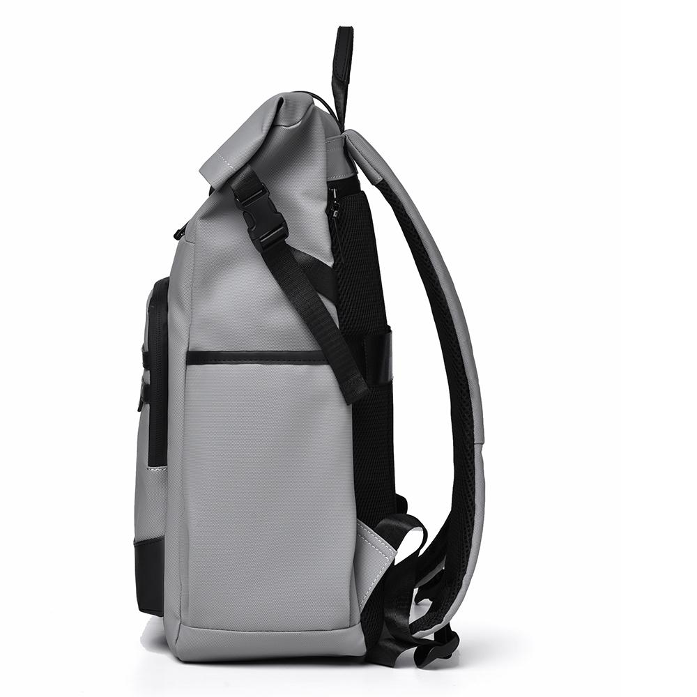 Modern Oxford Fabric Backpack for Men & Women – Minimalist Roll-Top Design with Water-Resistant Material and Multiple Pockets