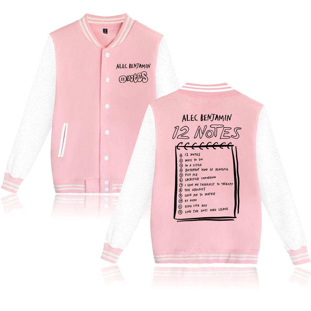 

Унисекс Мода для Поклонников Алека Бенджамина Толстовка Бейсбольная с Графическим Принтом Женская Мужская Куртки для Спорта на Открытом Воздухе XXS розовый