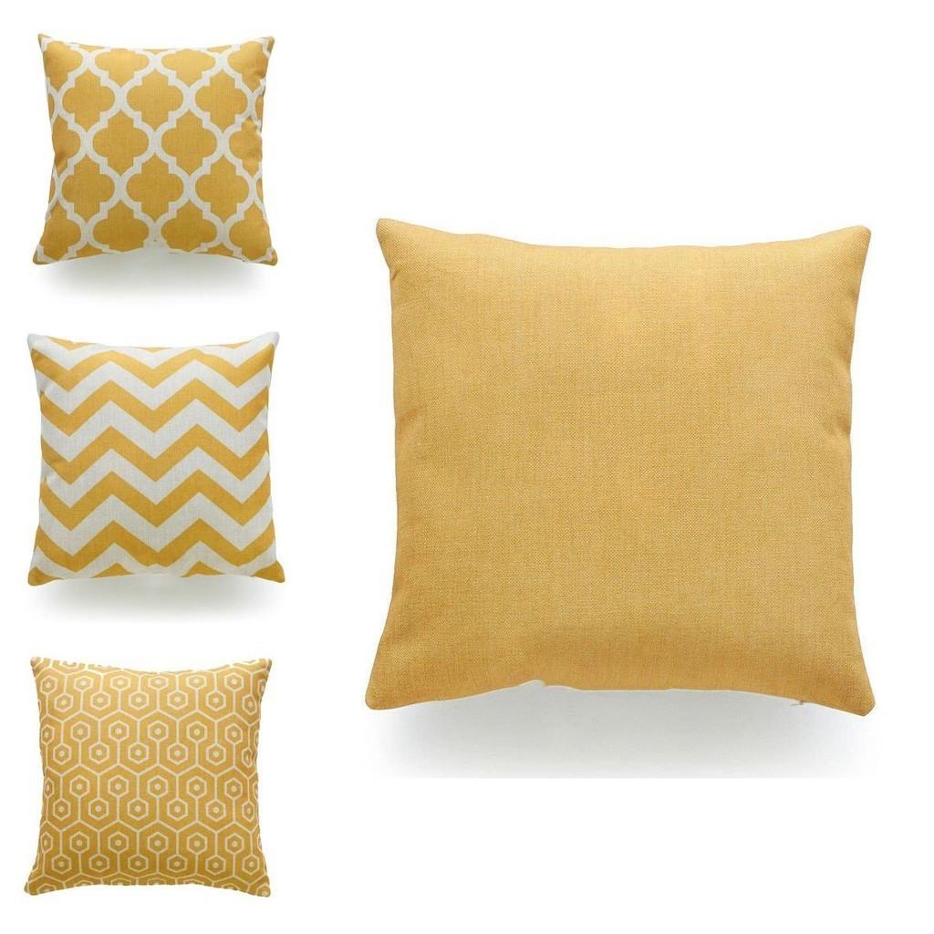 Premium Quality Mustard Yellow Geometric Cushion Cover For Seasonal Charm