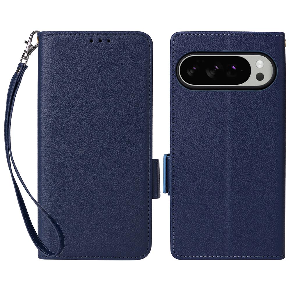 For Google Pixel 10 Pro XL Case with Wrist Strap Litchi Texture PU Leather Wallet Phone Cover