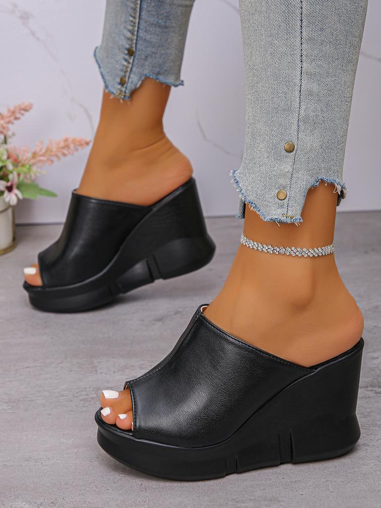 Woman Slippers Summer Platform Ladies Wedges Peep Toe Slides Female Solid Women Casual Outdoor Shoes Women's