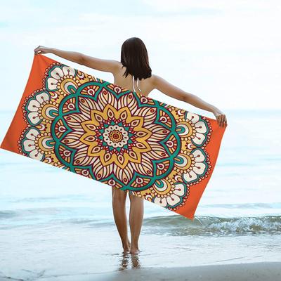 Havlu Hızlı Kuruyan Emici Şal Mikrofiber Çift Taraflı Kadife Baskılı Banyo Havlusu Plaj Şalı